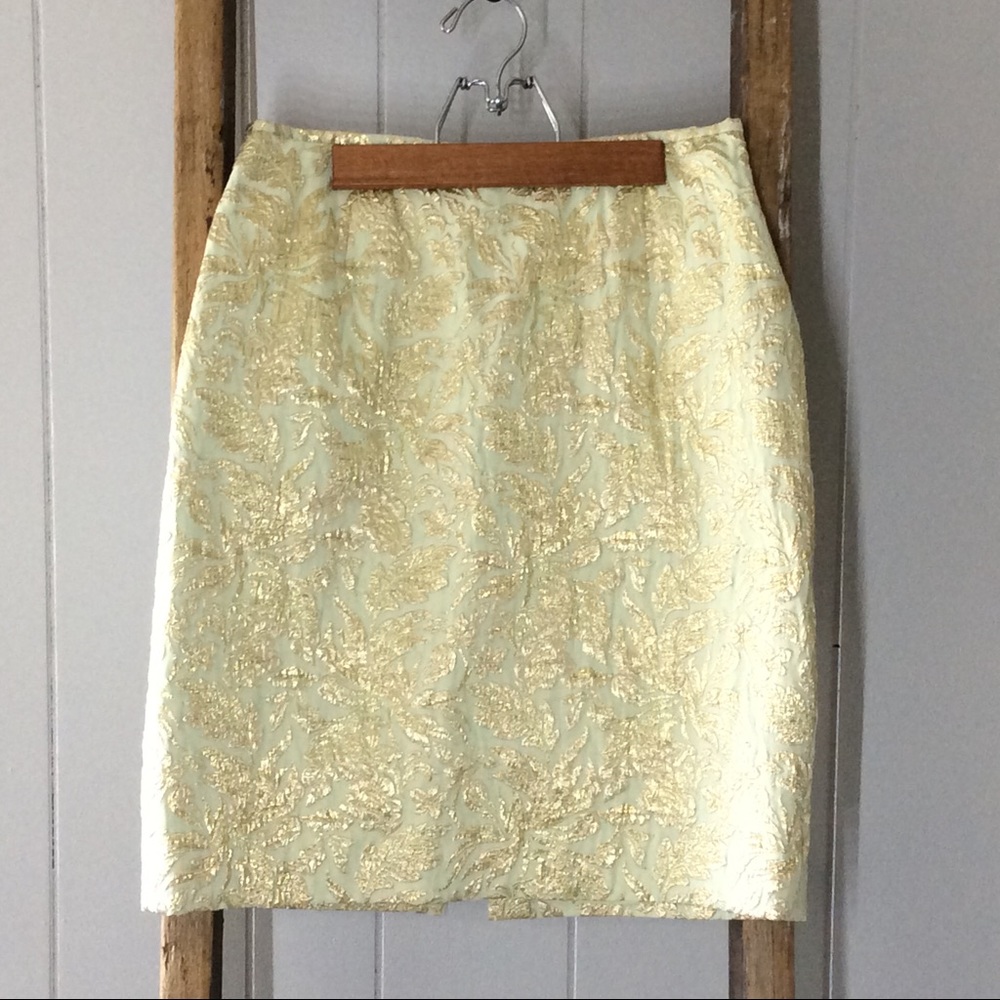 Lafayette 148 Metallic Brocade Lamè Pencil Skirt